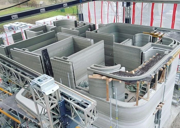 The COBOD BOD 2 construction 3D printer in action