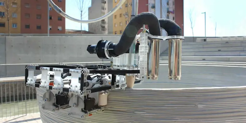 robotic arm 3d printing part of a structure