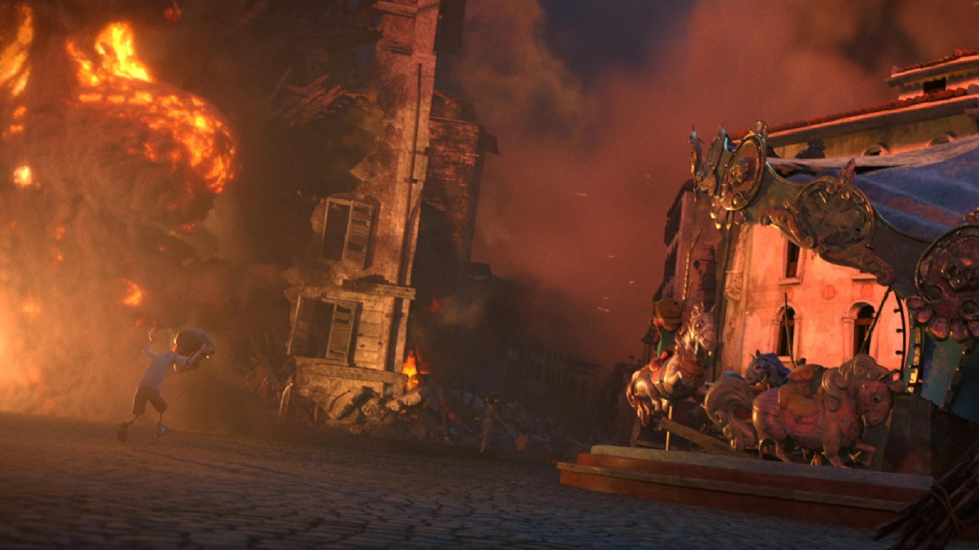 A scene from the film Mila depicts the bombing of the town square in Trento, Italy.