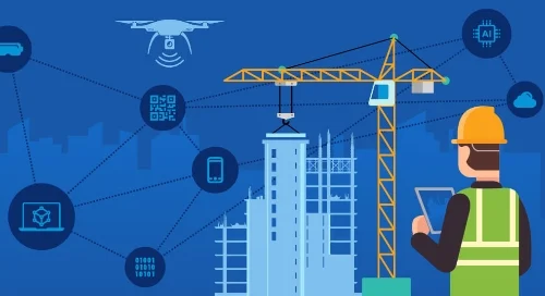 Illustration digital construction transformation road map