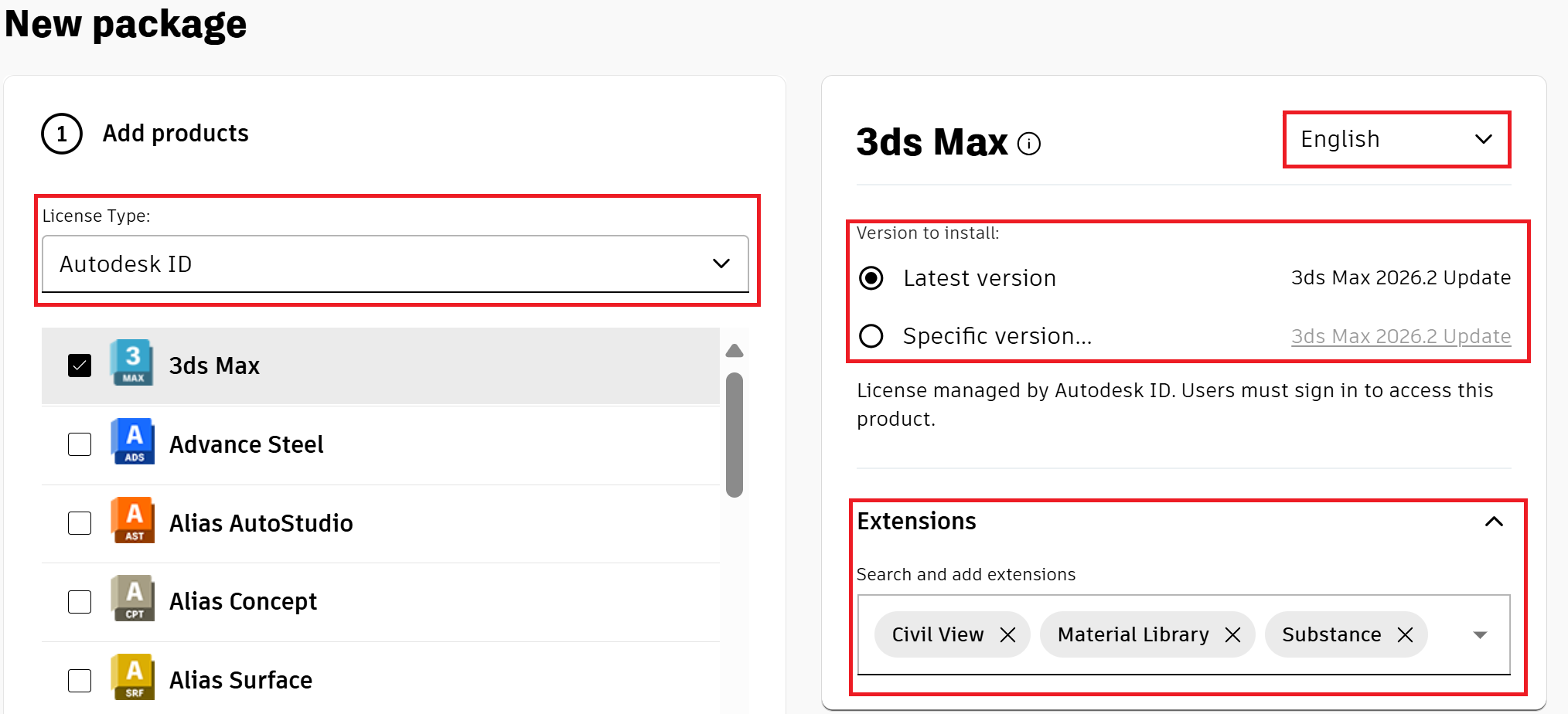 Autodesk Download and Install - Custom Install method from Autodesk account - Add products