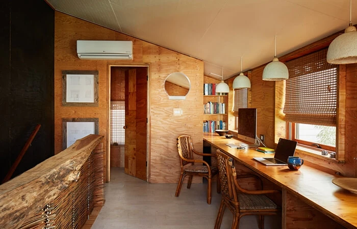 Inside The Grass House, built using BamCore bamboo timber