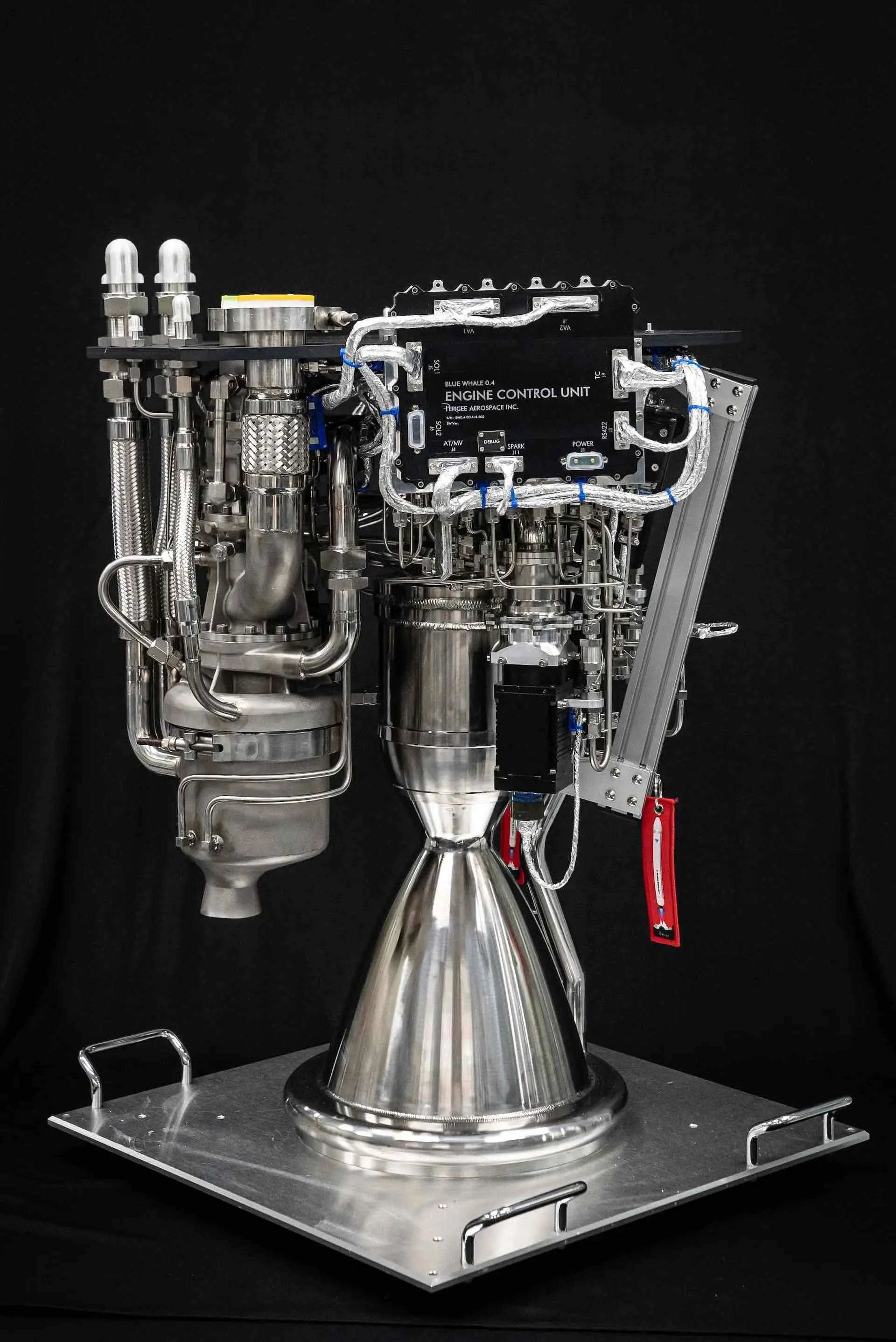 Das mit Flüssigmethan betriebene Blue-1S-Triebwerk von Perigee Aerospace.