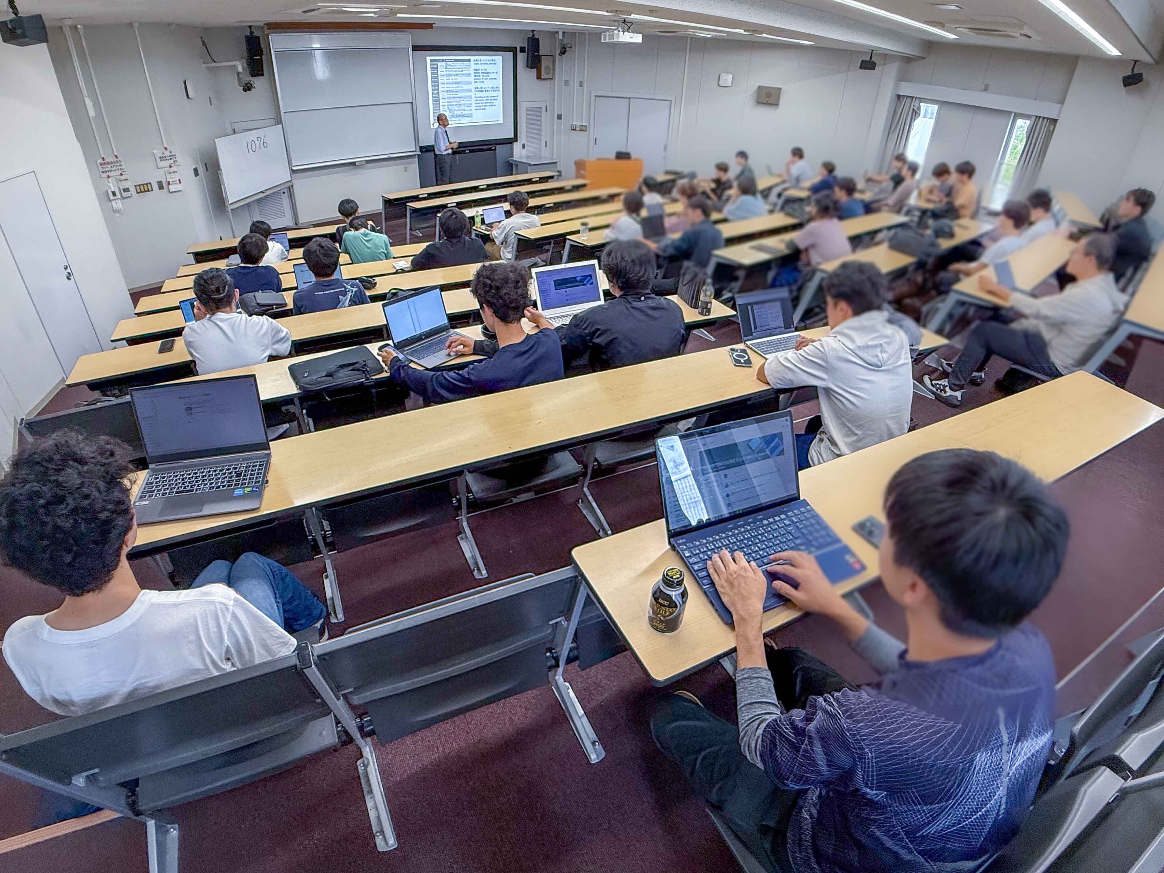 Toyohashi University of Technology student in lecture hall