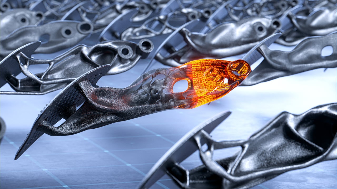 Stewart-Haas Racing brake pedal designed using generative design AI in Autodesk Fusion.