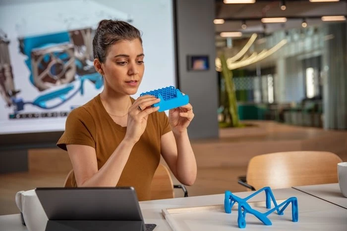 Person looking at a 3D-printed object