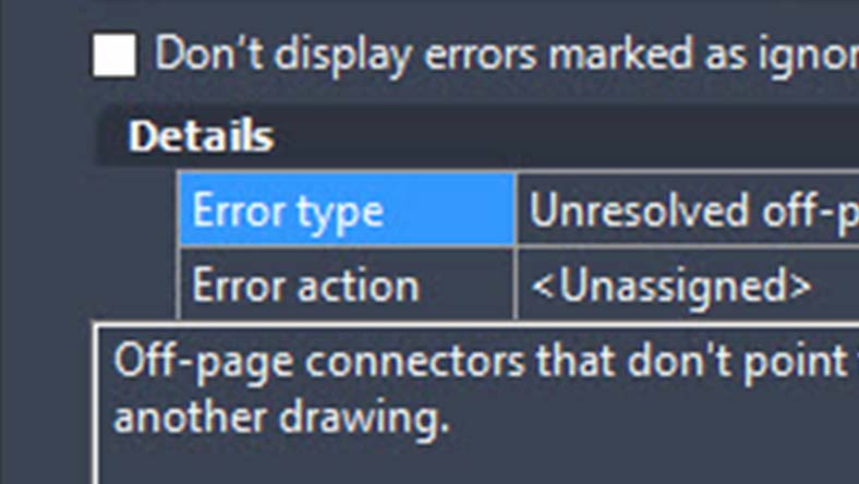 Detail of a screenshot showing error details