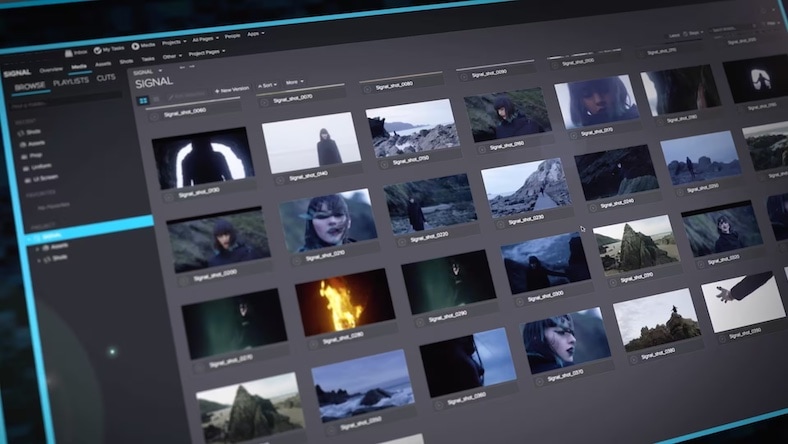 Screen from Autodesk Shotgrid showing various still images