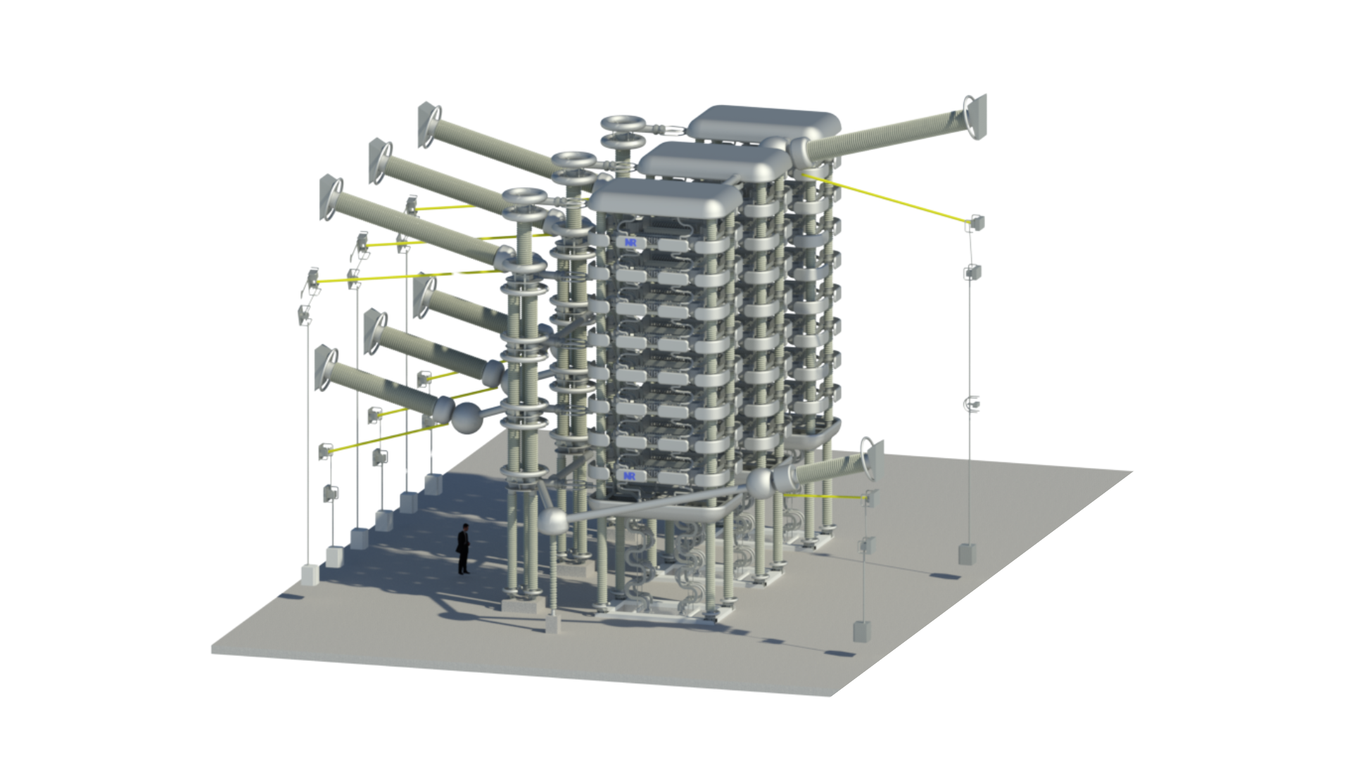 A closeup view of substation equipment