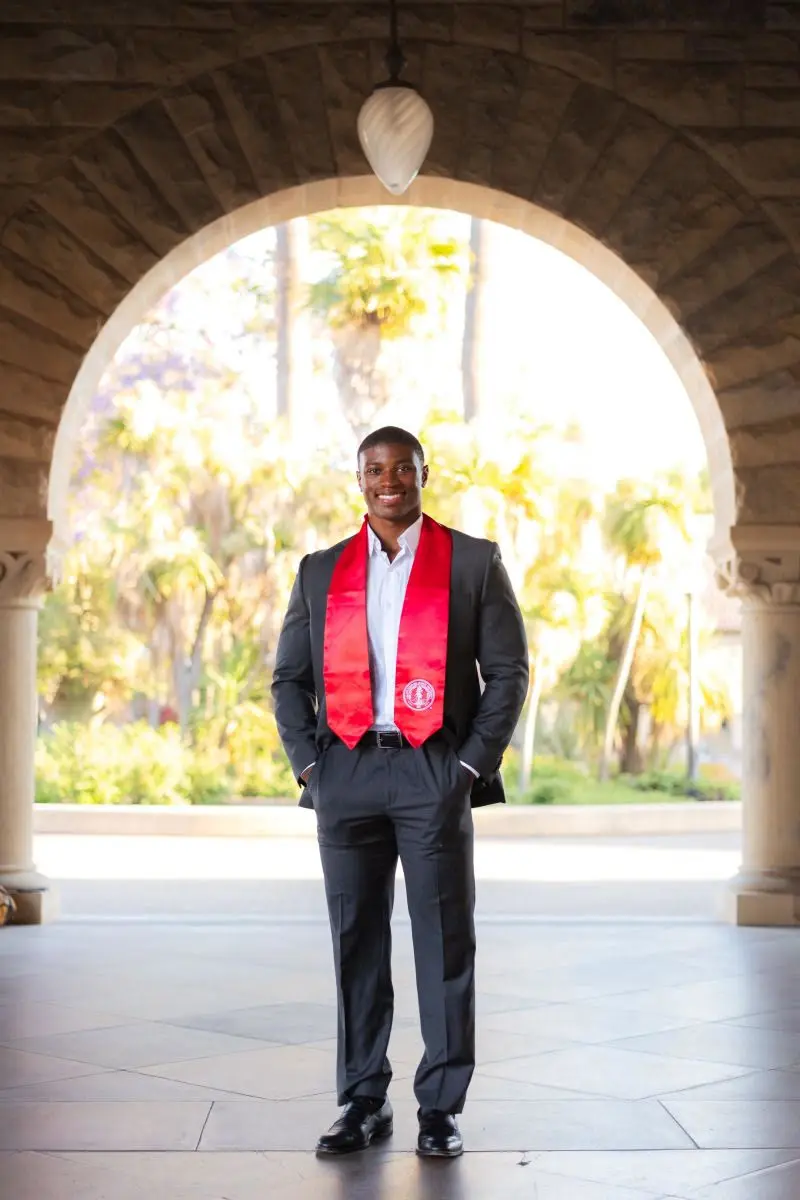 Stanford graduate Gabriel Iluma on the campus.