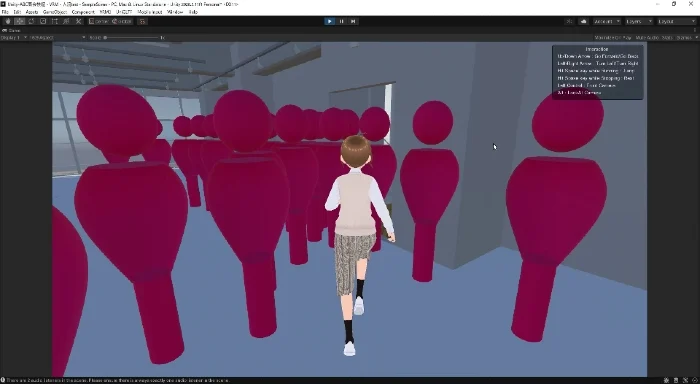 実際の混雑状況を体感しながら避難シミュレーションを実施 (開発中の画面)
