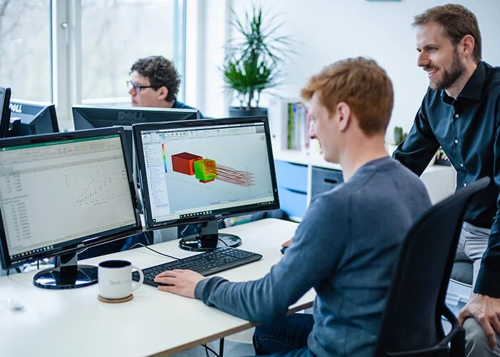 Engineer simulating digital prototypes of the NelumBox with Fusion 360