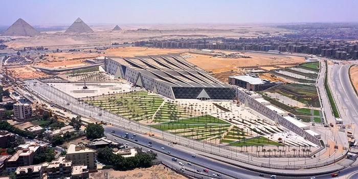 aerial view of the Grand Egyptian Museum
