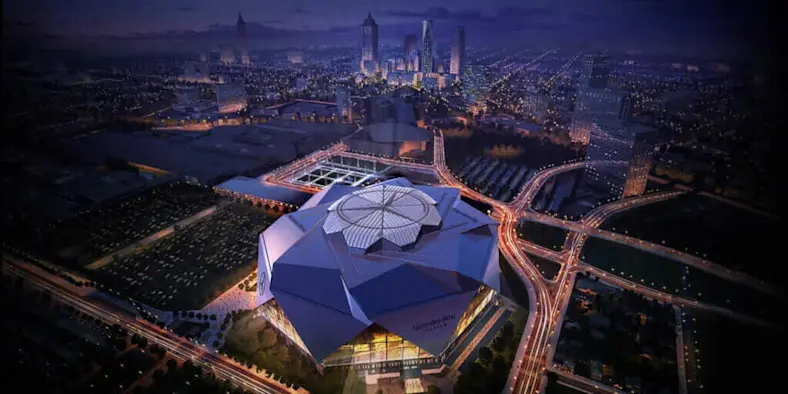 Rendering of the Mercedes-Benz Stadium in Atlanta