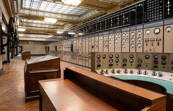 Inside a renovated control room at Battersea Power Station
