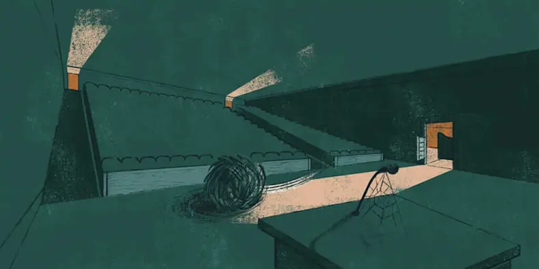 Illustration of a darkened lecture hall