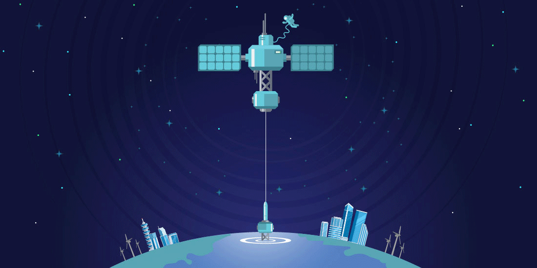 Illustration of a space elevator