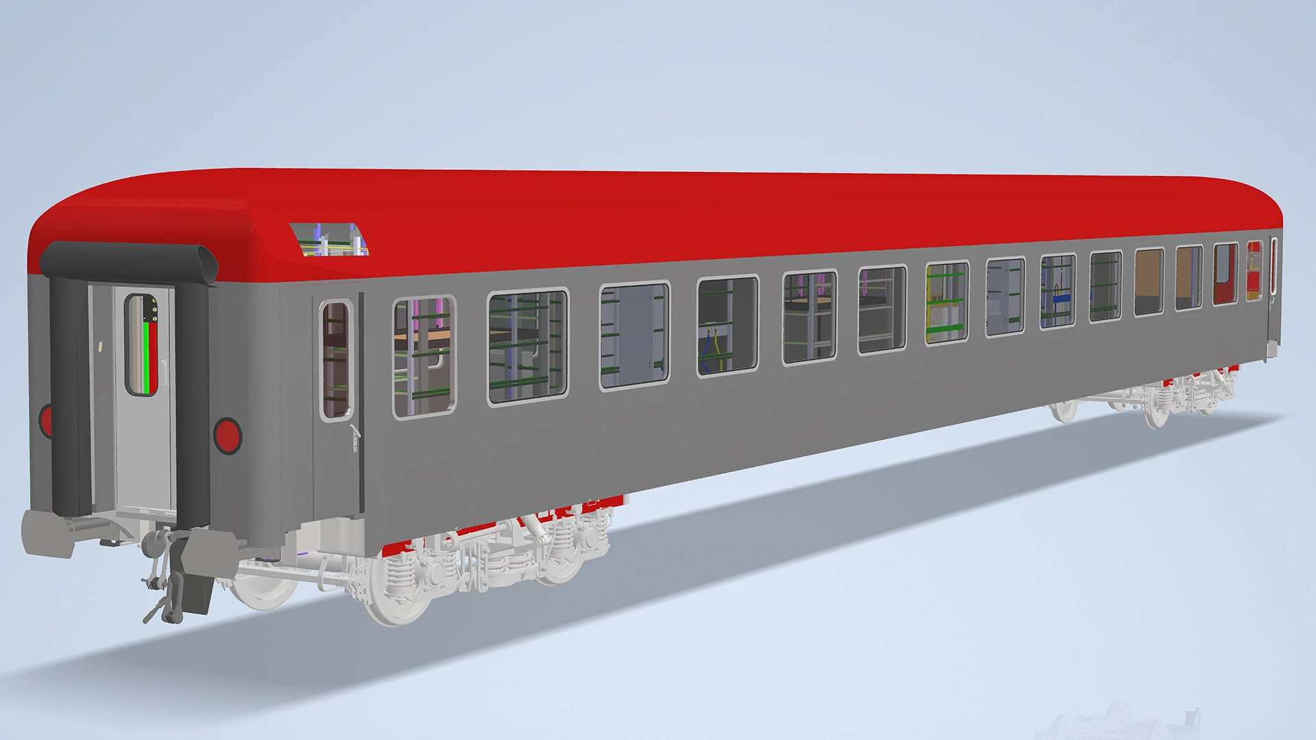 A rendering of a train car