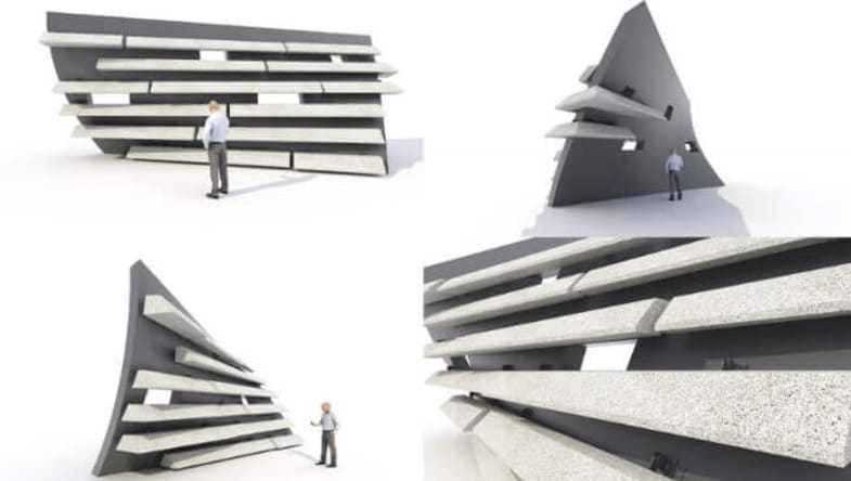 3D rendering of the V&A Dundee Museum’s facade.