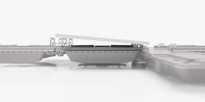 close up of rendering for floating solar panel