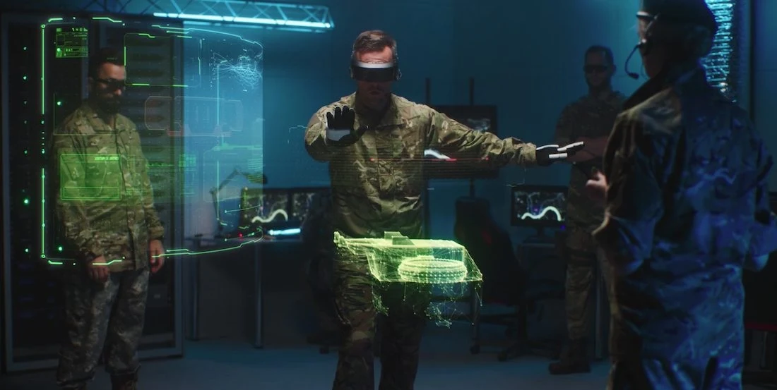 A man in VR goggles
