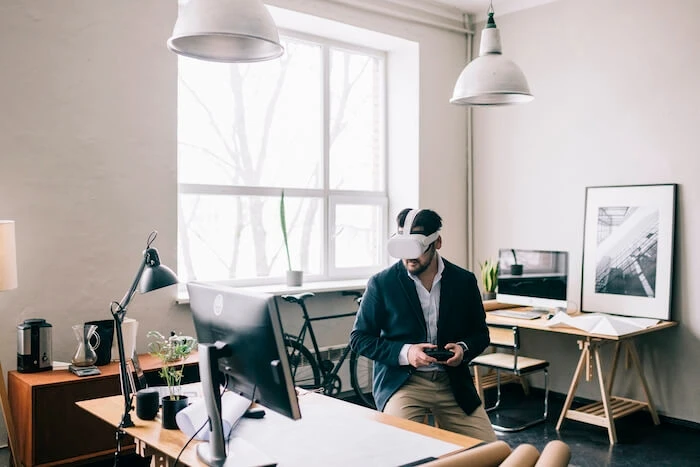 Man wearing a VR headset