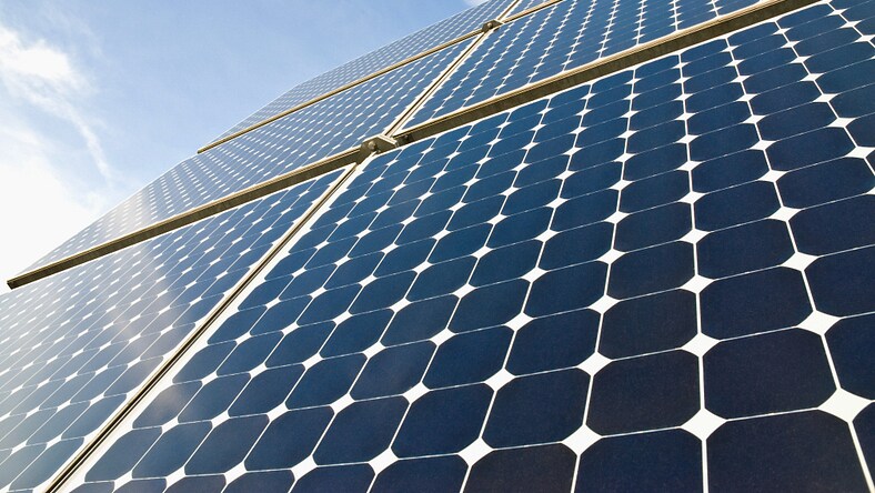 Low angle view of solar panels