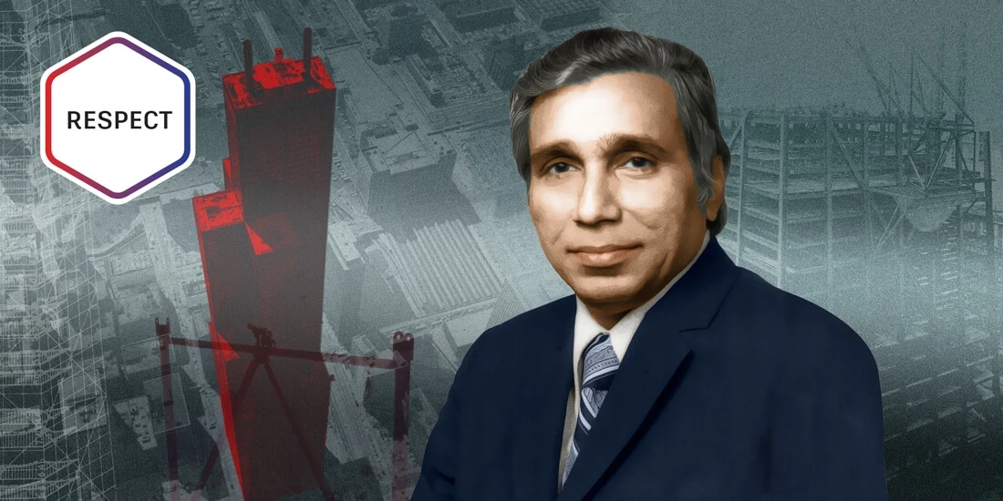 A portrait of architect Fazlur Khan