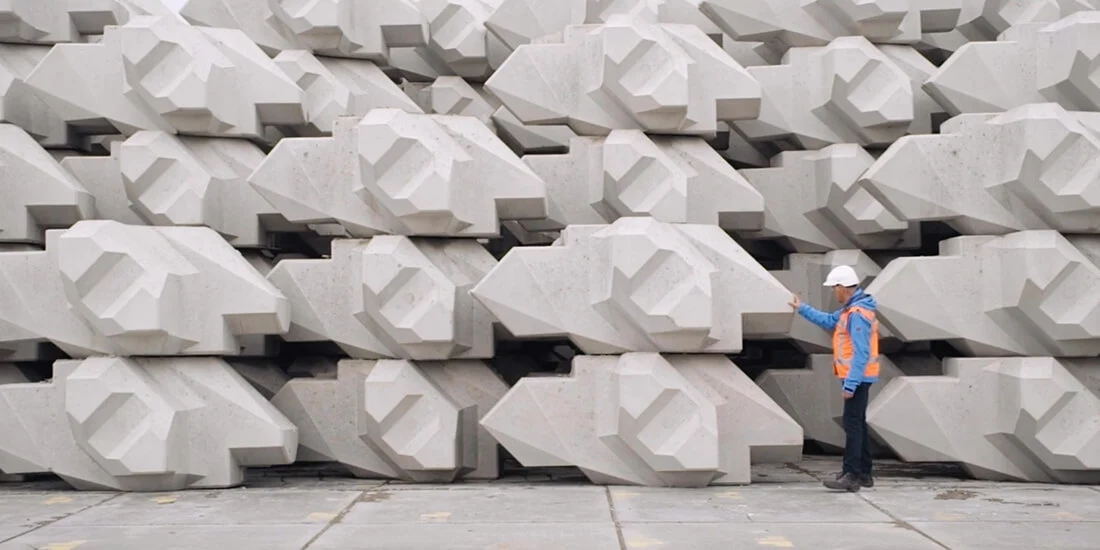 Levvel-blocks used to reinforce The Afsluitdijk dike in the Netherlands