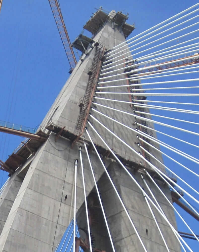 Head of pylons with cables attached, Bouregreg River bridge