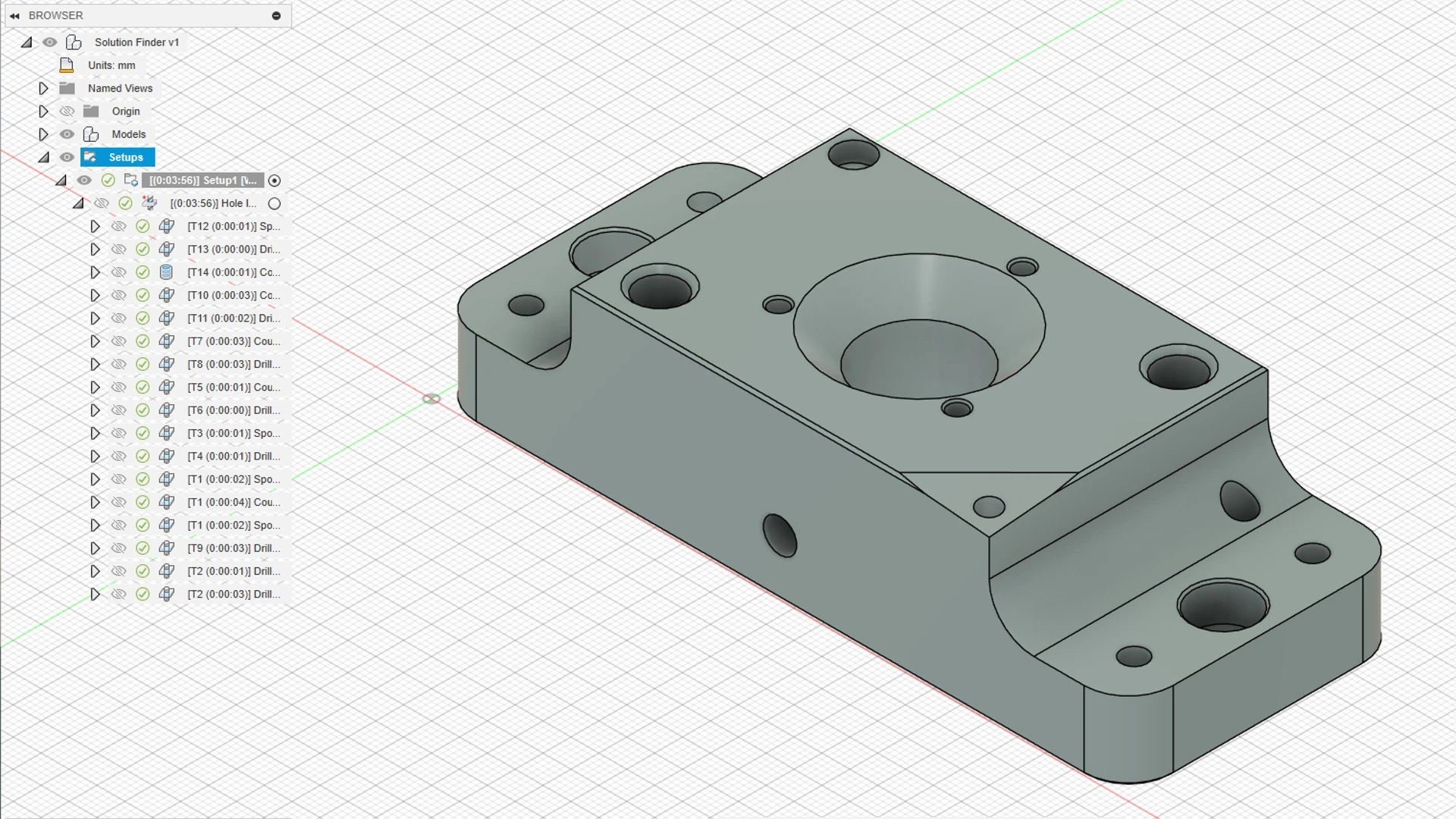 Ein Bildschirm zeigt den Entwurf für ein bearbeitetes Teil in einer CAD-Software.