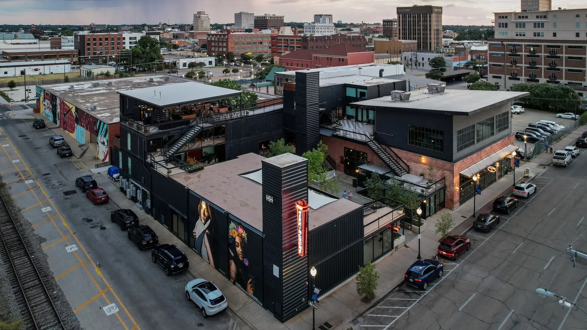 Aerial view of the Hotel Herringbone development.