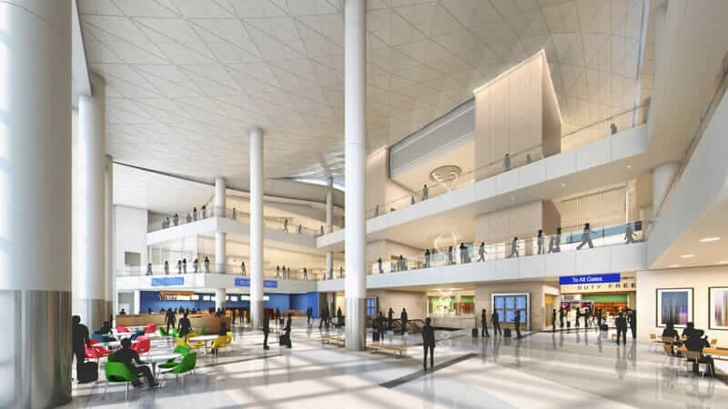 3D rendering interior MSC North Concourse LAX airport design