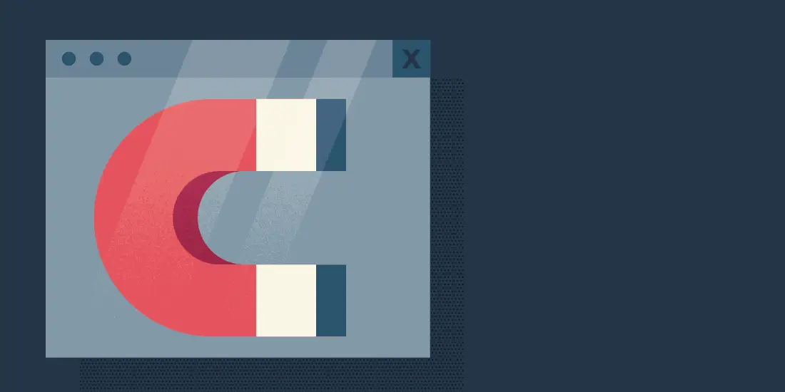 Advertising model gif illustration of magnet in a browser window