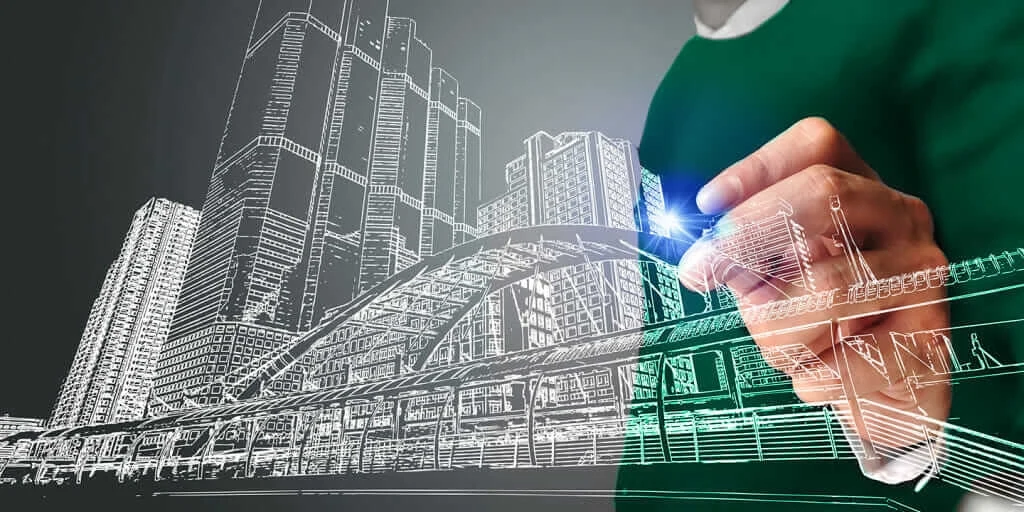 Person drawing a building