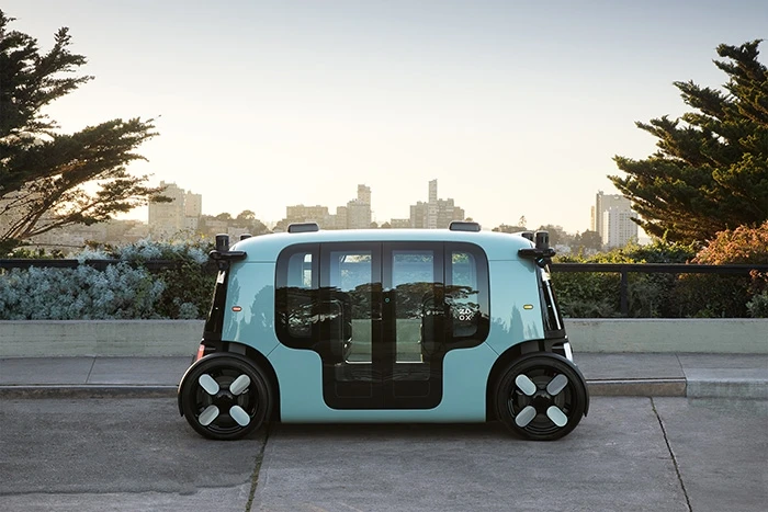 A driverless Zoox autonomous vehicle