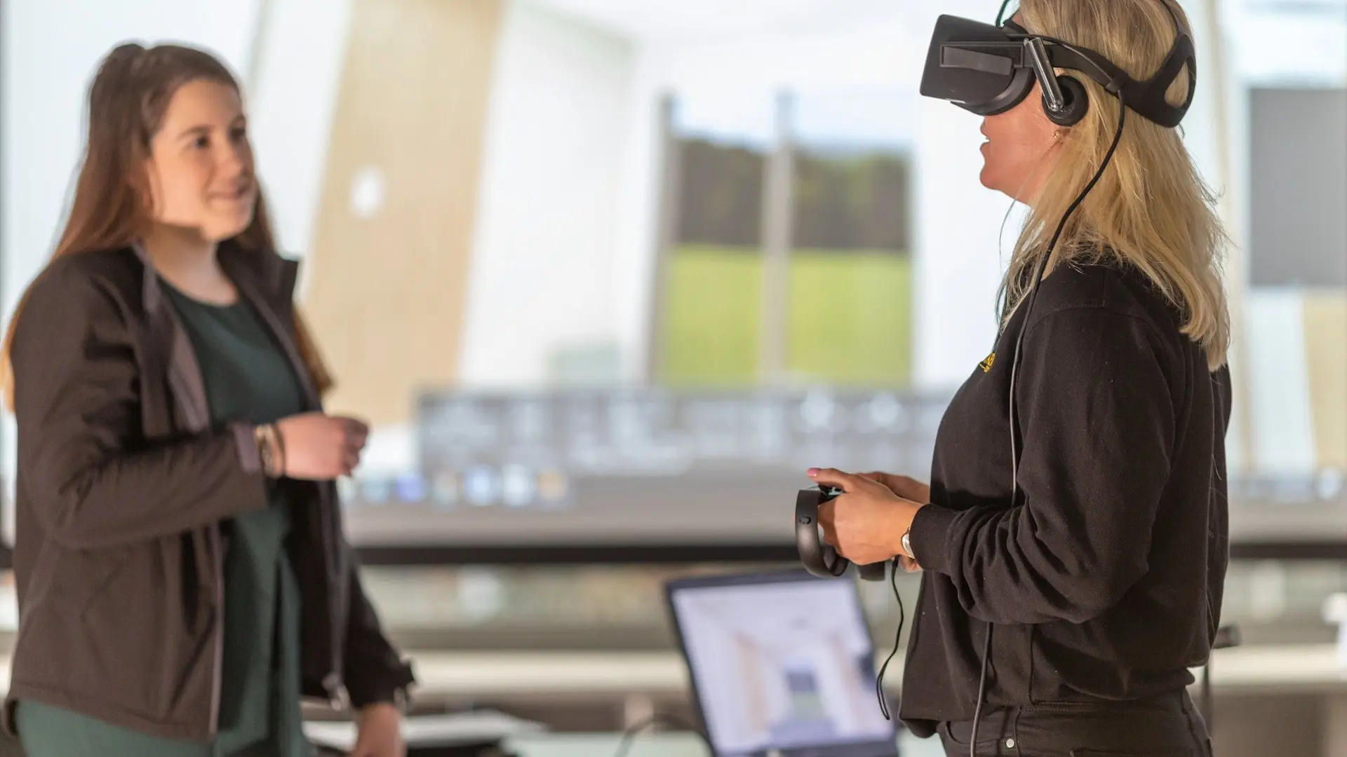 Woman wearing VR headset