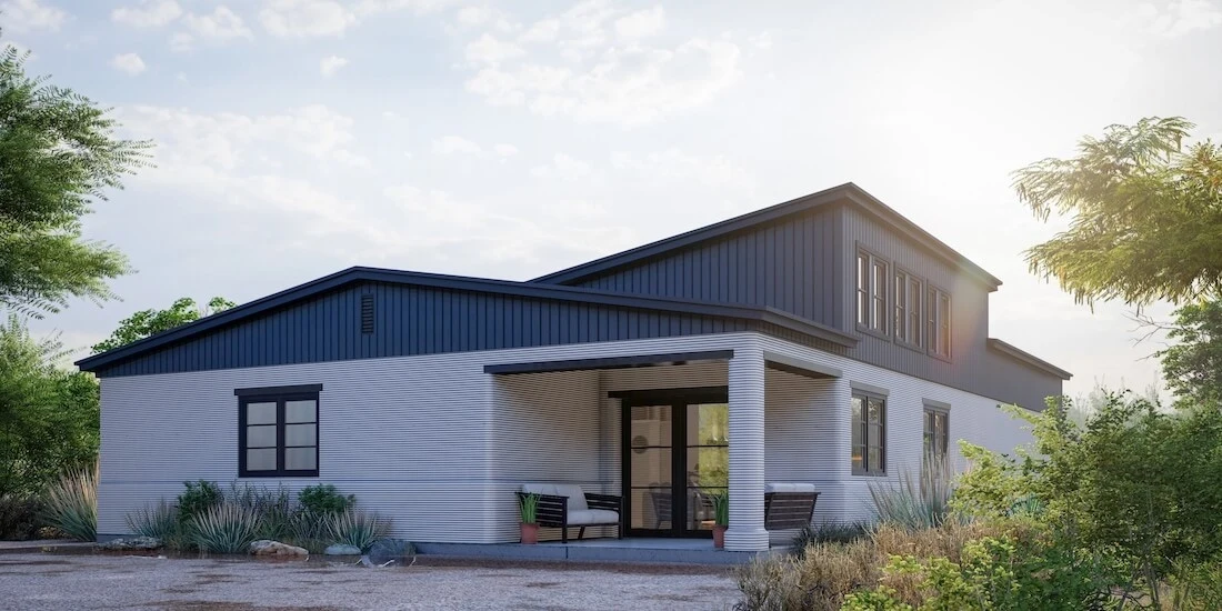 Picture of a 3D-printed house