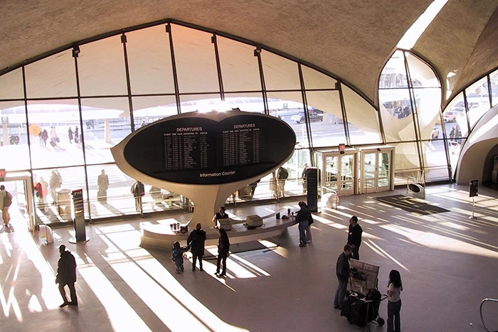 Entrance to JFK Airport TWA terminal shot from inside