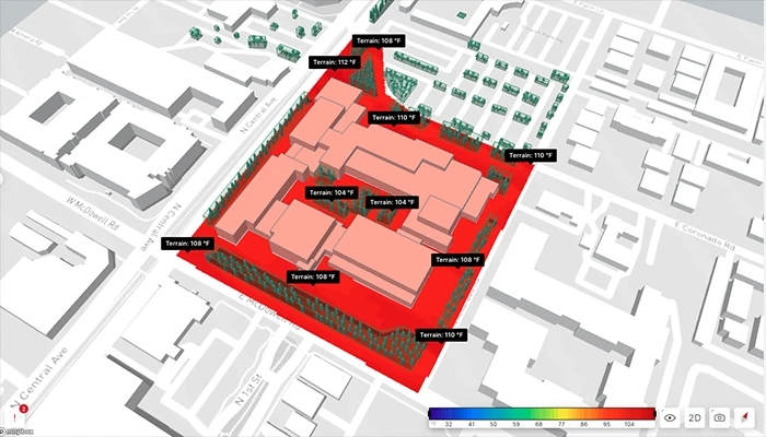 Spacemaker’s microclimate analysis shows approximate perceived temperatures