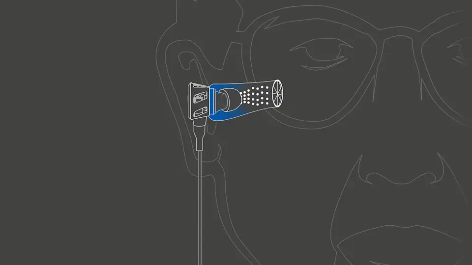 the synthetic eardrum embedded in the earbud absorbs the pneumatic pressure.