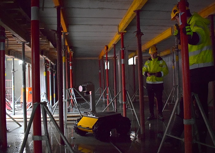 construction robot inside a building at a jobsite