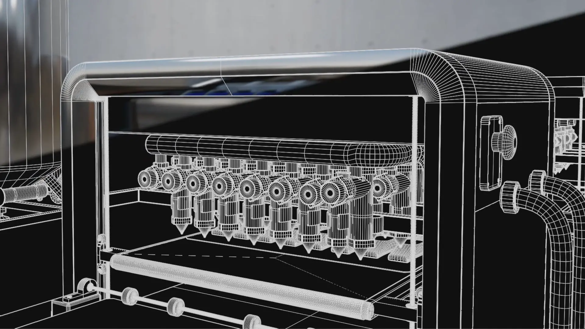 Representación de la máquina Food Fabricator X2 de Revo Foods para alternativas impresas en 3D a los mariscos 