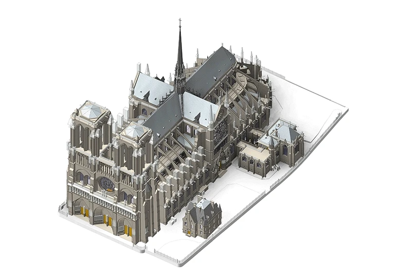 Auf den Scan-to-BIM-Prozess folgt das BIM-Modell, das der Restaurierung von Notre Dame dient