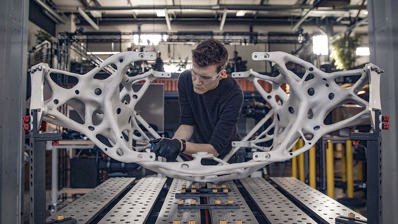 Prototype of a lightweight space lander, made in partnership between Autodesk and JPL.