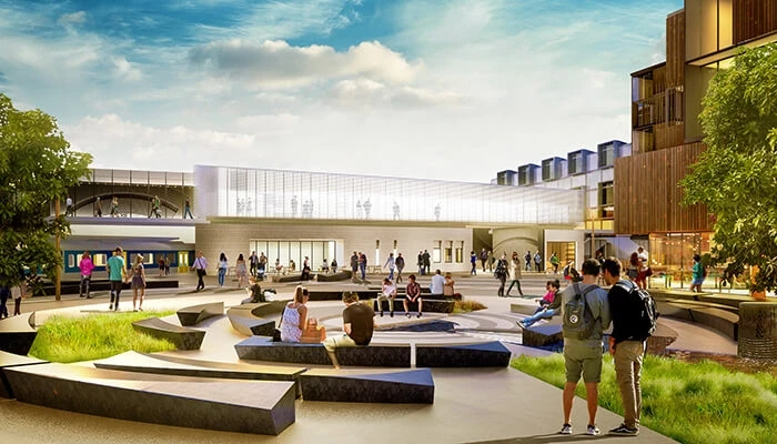 Future exterior of the Mount Eden Station rendering