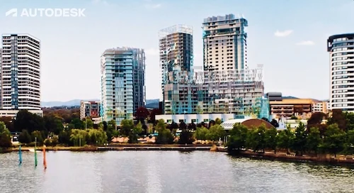 image of a city next to water