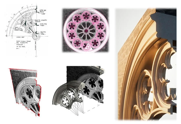 Christ Church Cathedral stained glass rosette window rendering