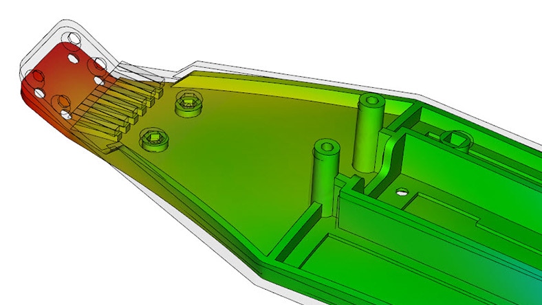 Moldflow model and molded plastic part