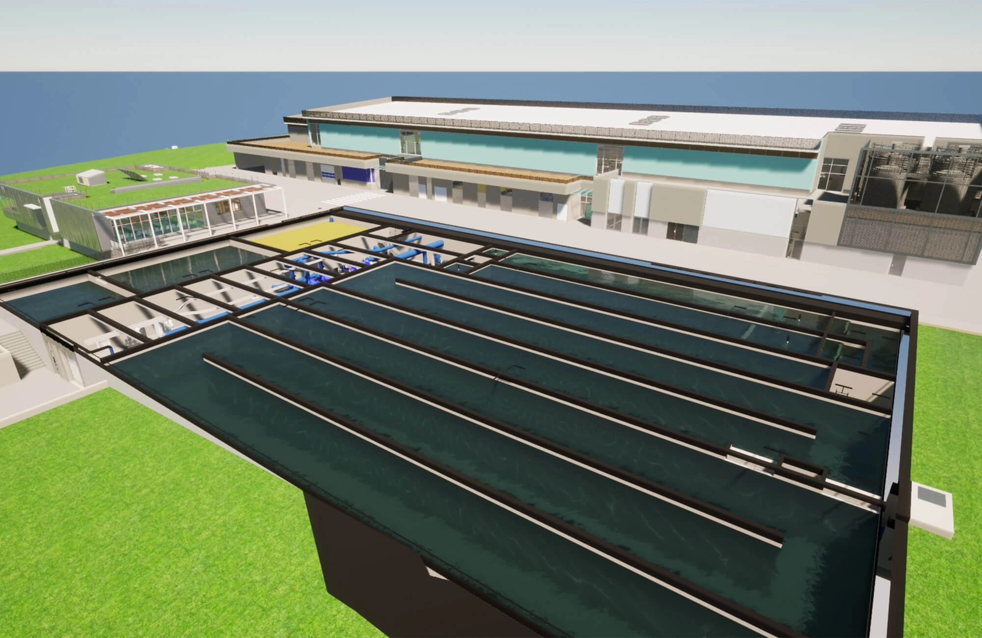 3D rendering Saint-Brieuc Armor Agglomération’s future drinking water treatment plant